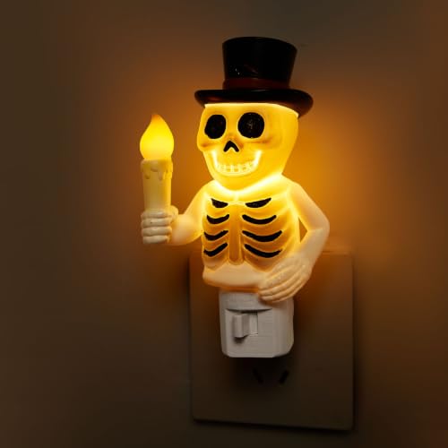 Image of Skull Night Light, 2026 New Skeleton Night Light, Halloween Horrible Light Decoration for Halloween Party and Home Decor (White)