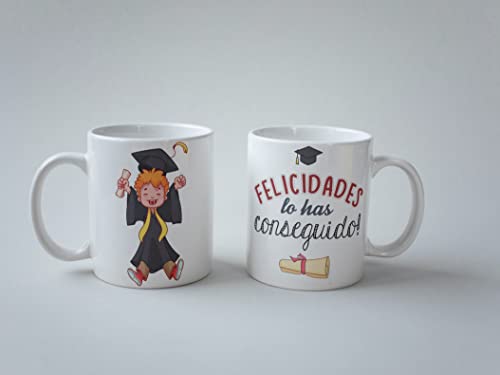 Caneca para graduação rapaz - Caneca de felicidades a conseguiu - presente original - fim de curso- Caneca de pequeno-almoço/café - Céramica 350 ml