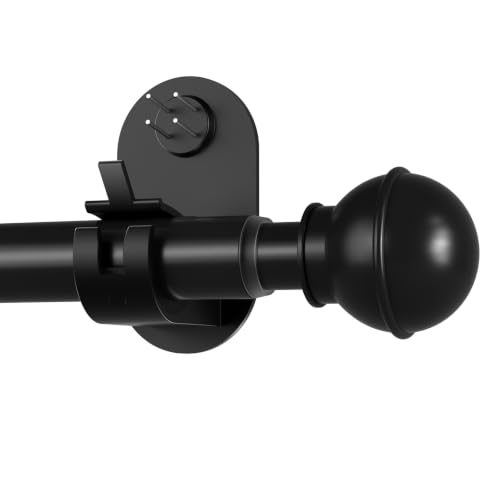 TRAROD No Drill Curtain Rod with Invisible Nail, 7/8' Adjustable Curtain Rod for Windows 28 to 120 inch, Minor Wall Damage, Renter Friendly for Apartments & Dorms, Black