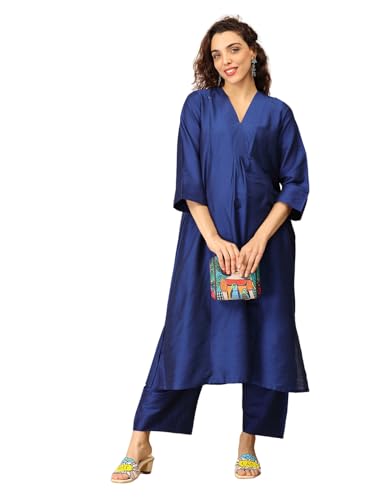 Image of The Mom Store Women's Raw Silk Maternity and Nursing Kurta Set | Front Zipper for Easy Feeding Pre and Post Pregnancy