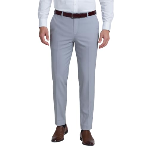 Image of Men's Stretchable Formal Trousers | Regular Fit Mid Rise Office Wear Pants | Elasticated Waistband 2 Inch Stretch | 4 Pocket Pant