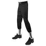 CHAMPRO Boys Performance Youth Pull-Up Baseball Pant with Belt Loops, Black, X-Small
