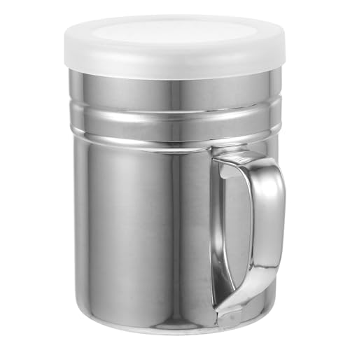 DEARMAMY Dispensador de Condimentos de Acero Inoxidable con Asa Tamaño Mediano 68X95 CM Espolvoreador para Azúcar Chocolate y Café Recipiente Reutilizable para Cocina y Repostería