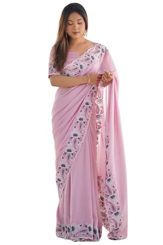 Image of SGF11 Women's Vichitra Silk and Multi Thread Work Saree With Unstiched Blouse Piece