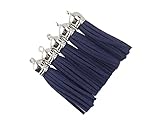30 Silver CCB 2-1/4 Inch Faux Suede Tassel Charm Keychain Cellphone Straps Z58 (Navy Tassel)