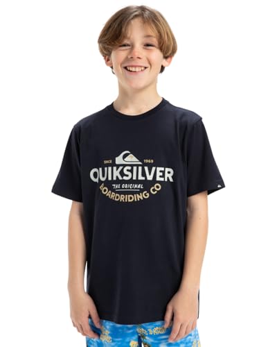 Quiksilver, Ev Typed out Camiseta de Manga Corta, Niño, 14 años, Dark Navy