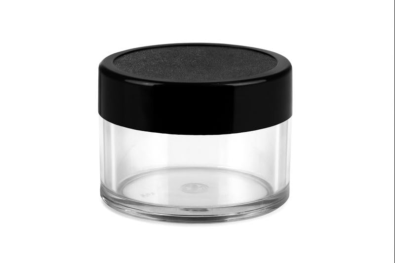 Round 10ml Leakproof Transparent Plastic Storage Container | 10gm Multipurpose Travel Jar for Liquid & Powder | Sample Jar for Cream, Spices, Cosmetic Balm, DIY Products | Black Lid | Pack of 6-image-33