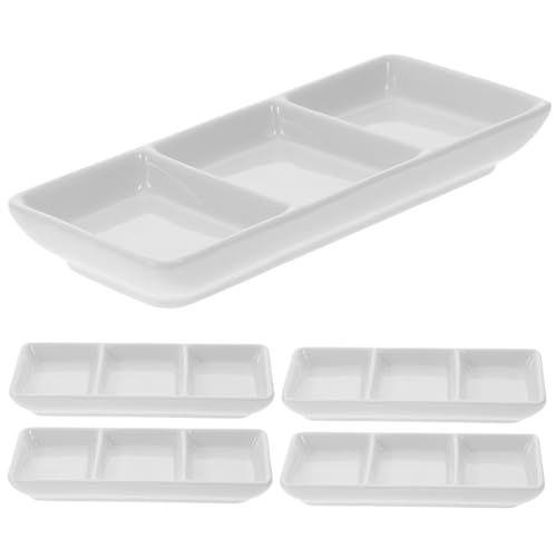ABOOFAN 5 piezas Platos Cerámicos para Salsa Compartimentos de Diseño Creativo para Servir Condimentos y Aperitivos Casa y Restaurantes
