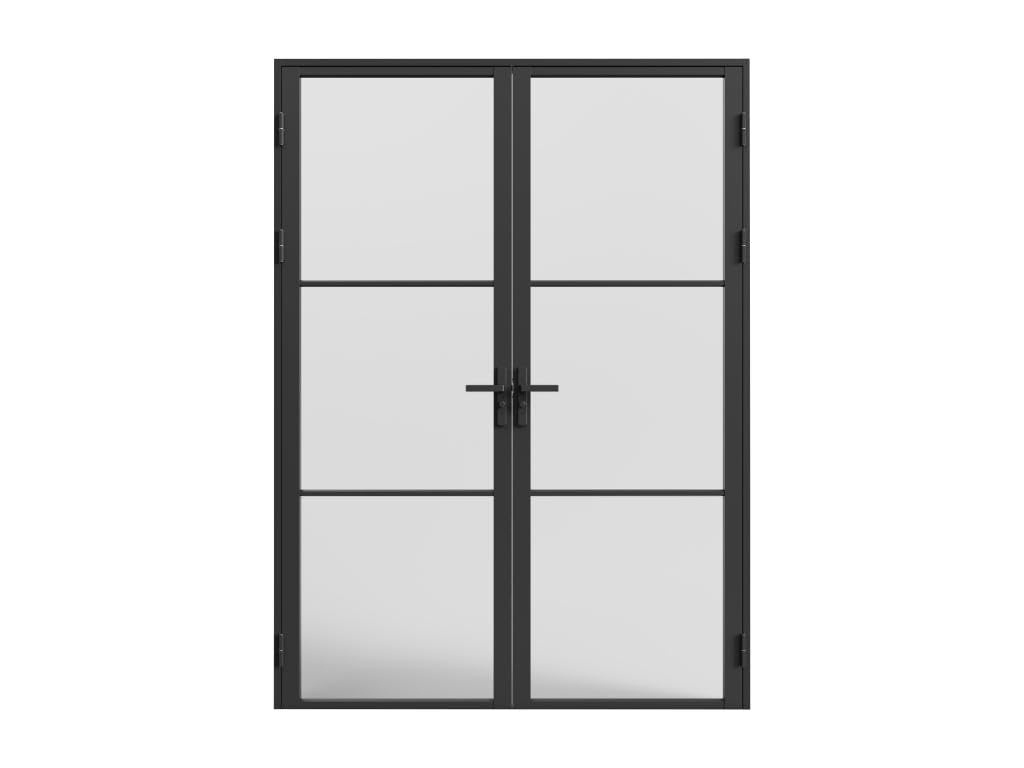 MASERU Doppelflügel-Tür Set Schwarz - Aluminium & Sicherheitsglas