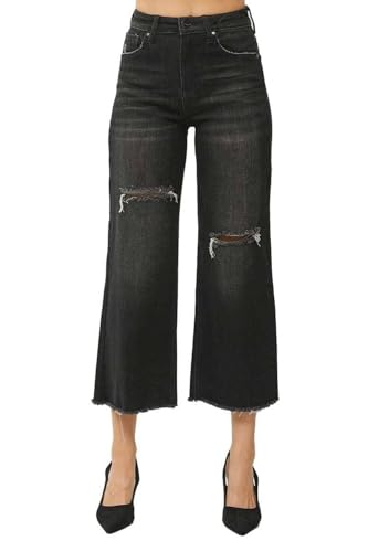 SALT TREE Risen Jeans -High Rise Frayed Ankle Wide Jeans - RDP5511