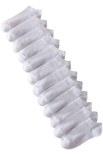 Katia & Bony Cotton Ankle Socks, Athletic, White, 12 Pairs