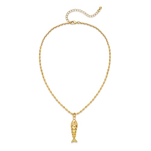 Seashell Necklace for Women, Gold Statement Fish Shell Pendant Necklace Beach Summer Shell Jewelry