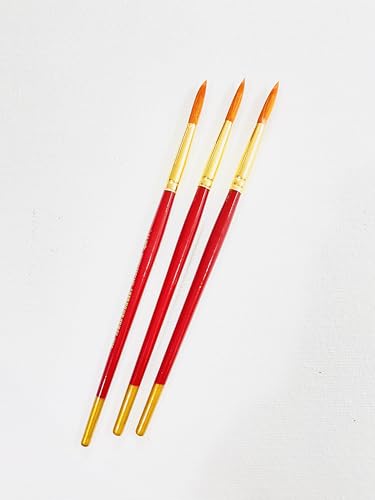 Image of polo Synthetic Hair Round Brushes 11 | Pack of 3 | Premium Fine Detail Paintbrushes for Miniature, Acrylic & Watercolor Painting | Soft Bristles for Smooth & Precise Strokes
