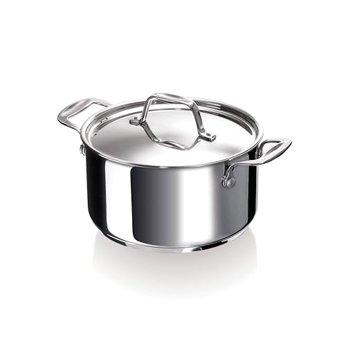 Beka Chef - Faitout Inox 18/10 - 24 cm - Tous Feux Compatible Induction - Marmite Avec Couvercle en Acier Inoxydable