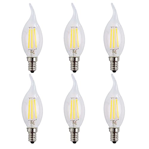 ZFQ Ampoule LED E14 Forme de bougie à filament 4W, 6500K Blanc Froid, 400LM Equivalent Ampoules Halogène 40W, Ampoules Flamme Bougie Classique E14 LED...