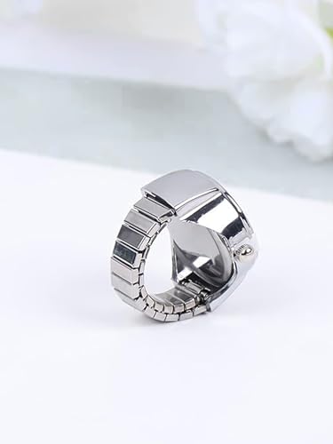 Image of Yellow Chimes Rings for Women Stainless Steel Black Dial Analog Watch Ring Stretchable Ring Watch for Women and Girls.