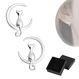 THQAE Pendientes Animales Pendientes de Gatito de Plata 925 Hipoalergénico para Niñas, Mujeres y Amantes de los Gatos
