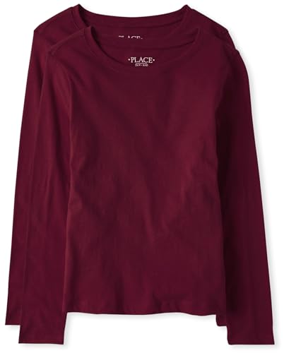 The Children's Place Girls Basic Long Sleeve Layering Tees Rubine 2-Pack XX-Large