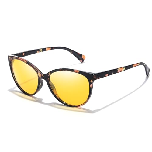 FIMILU Cat-eye Night Vision Glasses for Women, Polarized Night Driving Glasses Anti-Glare and Enhance Vision at Night 8081