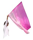 Winged Sirenny Leichte Seidenfahne mit Flexiblem Stab – Handbemalte Fließende Anbetungsflagge für Tanz, Bewegungskunst, Kirchenanbetung, Festivals & Bühnenshows, 1 Stück 89x130 cm (rosa Farbverlauf)