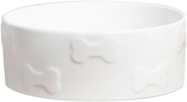 Park Life Designs Manor Ceramic Pet Bowls, Set of 2, Small 2-Cup Food & Water Dishes, White