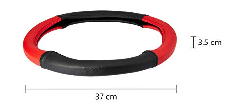 Image of Ring Type Car Steering Wheel Cover (Black and Red) for Mahindra e2o Plus