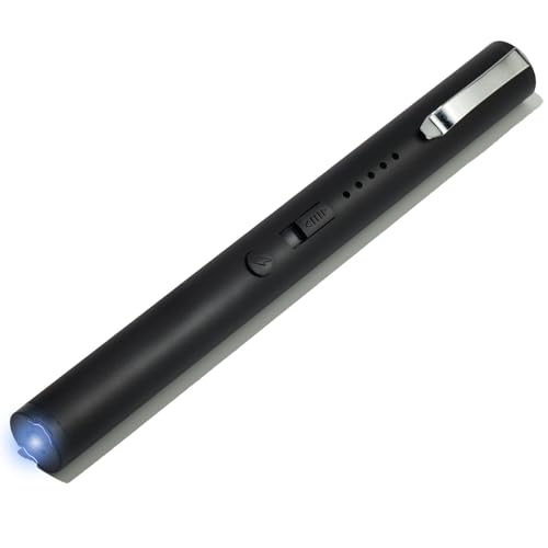 SELFSTRIKE Stun Gun with Flashlight, Enlight Pen for Self Defense with Type-C Rechargeable, Self Defense Device, Battery Life Indicator, Belt Clip, Non Lethal Weapon for Women and Girls (Black)