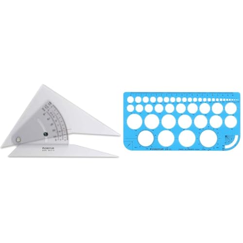 【セット買い】ステッドラー(STAEDTLER) 定規 勾配定規 マルス 20cm 964 51-8 + テンプレート 円定規 1枚 976 01