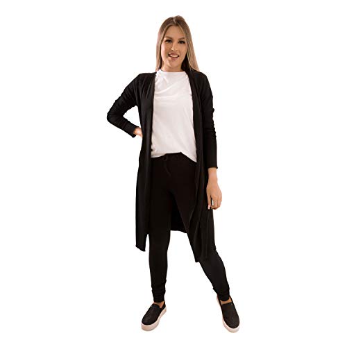 Kit c/2 Cardigan Longo Canelado Dooker - Feminino Cor:Preto - Cinza;Tamanho:Único;Gênero:Mulher