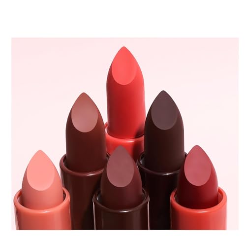 Matte Lipstick Set 6 Colors Velvet Smooth Long Lasting Smudge Proof Lipstick Waterproof Non-Stick Cup Nude Lip Makeup Set with Gift Box