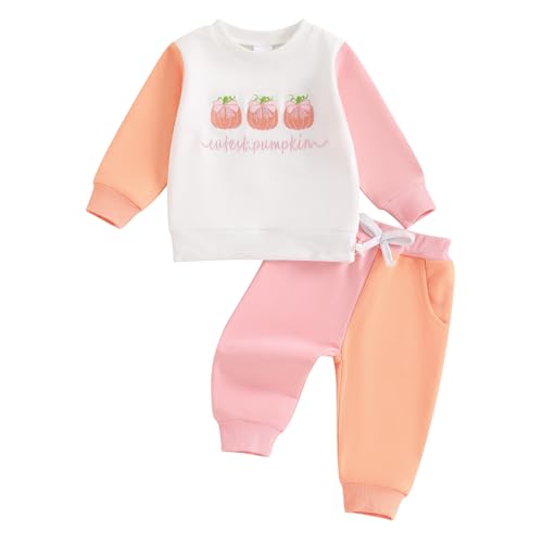 Toddler Baby Girl Halloween Outfit Pumpkin Crewneck Sweatshirt Long Sleeve Shirt Pants Newborn Fall Clothes