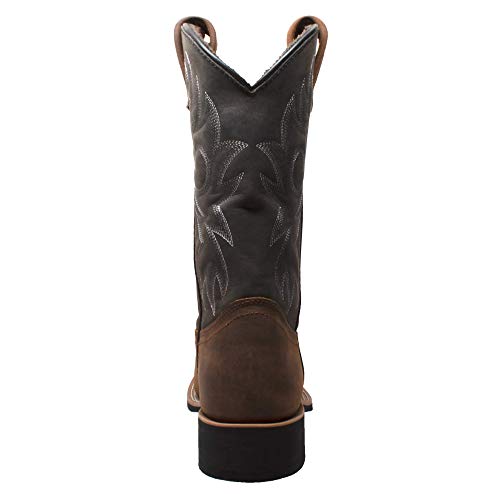 Ad Tec Mens Western Cowboy Boots Brown Crazy Horse Leather - Row Welt Stitching, Wood Effect Heel with Cushioned Insole and Oil Resistant Outsole4