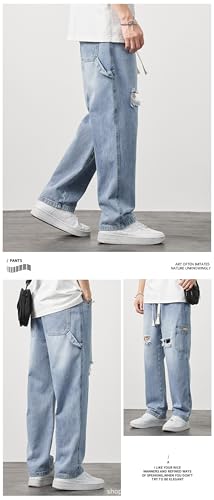 Make Jeans Pants Trouser Denim Spring Summer Straight Leg Loose Ripped for Boys Versatile On The Streets Wide Casual Men3