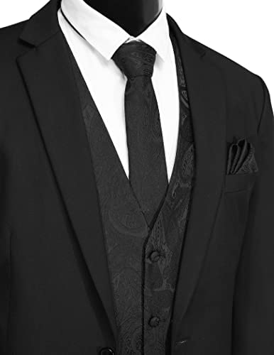 Coofandy 3Pcs Men's Suit Vest Set Business Formal Dress Waistcoat Vests With 3 Pockets Black Large #TOP1