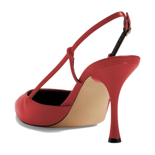 Tang'scuisins Women Fashion Slip on Slingback Buckle Pumps Closed Pointed Toe Stiletto High Heels Sandals Dress Party Wedding Prom Shoes Size 4-16 US3