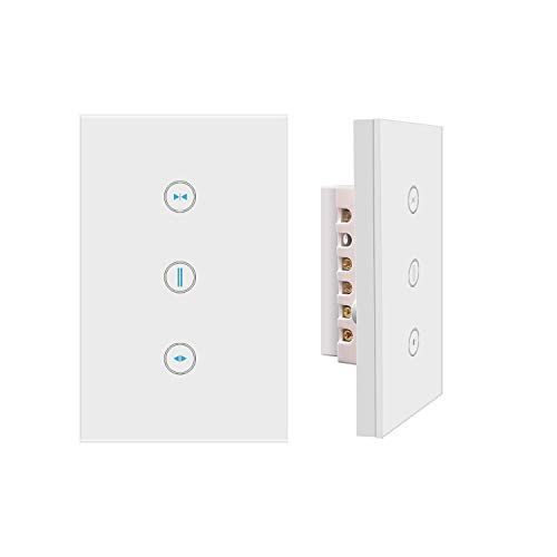 Jinvoo WiFi Curtain Switch, Controller Roller Shutter Switch, US Smart Wifi Touch Switch, Compatibile con iOS/Android, Funzionalità con Alexa Echo e Google Assistant, Bianco (2-Pack)
