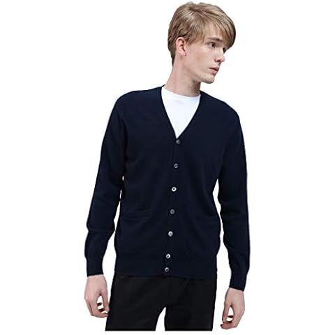 BEYOND FASHION Navy Blue Men's 100% Pure Cashmere Cardigan Sweater V Neck Button Front Size M Cover