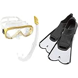 Cressi Unisex-Erwachsene Onda Mare Schnorchelset Tauchset Taucherbrille, Transparent/Gelb, Einheitsgröße & , Unisex Schwimm Flossen Light - Made in Italy, Weiß, Gr. 41/42 EU