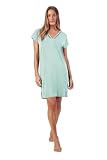 ADMAS Classic Camisola Mujer Manga Caída Fresh Air de Modal y Elastano con Cuello Pico Puntilla Guipur Punto Modal y Diseño Ligero de Verano Color Verde Talla 3XL