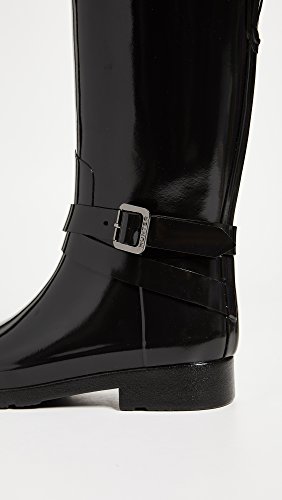 Hunter Womens Refined Adjustable Tall Gloss Rubber Black Boots 7 Us #TOP5