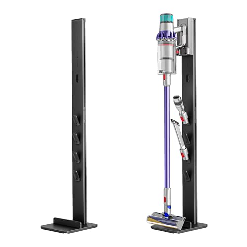 PEGZONE Support d'aspirateur compatible avec Dyson Gen5, V15, V12, V11, V10, V8, V7, V6, avec 4 crochets, Support au Sol, Sans Perçage du Mur, noir