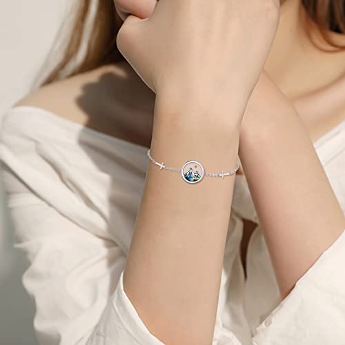 AOBOCO Mustard Seed Bracelet S925 Sterling Silver Mountain Cross Bracelets Christmas Christian Faith Jewelry Mothers Day Birthday Gifts for Mom3