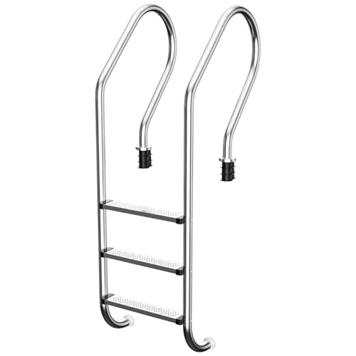 Baotree Swimming Pool Ladder Weight Capacity 330lbs 3-Step Stainless Steel Non-Slip Pedals Pool Stairs for In-Ground Pools Easy to Install and Climb for Indoor/Outdoor Pools