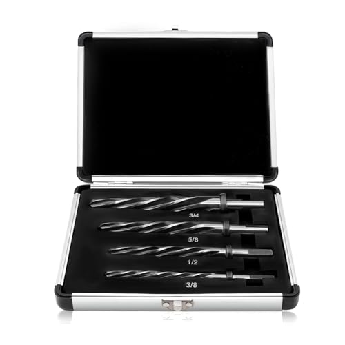 Image of Yunnergo Optional M2 HSS Taper Chucking Reamer Set 4Pcs 3/8" 1/2" 5/8" 3/4" Drill Bridge/Construction Reamer Expanding Holes (Set 3/8 1/2 5/8 3/4 with 3/8 or 1/2 Shank Chuck)