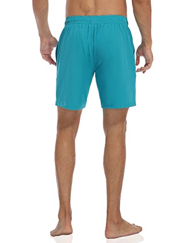 Nonwe Mens Swim Trunks with Compression Liner Quick Dry Hawaiian Bathing Suits 2 in 1 Board Shorts with Pockets3