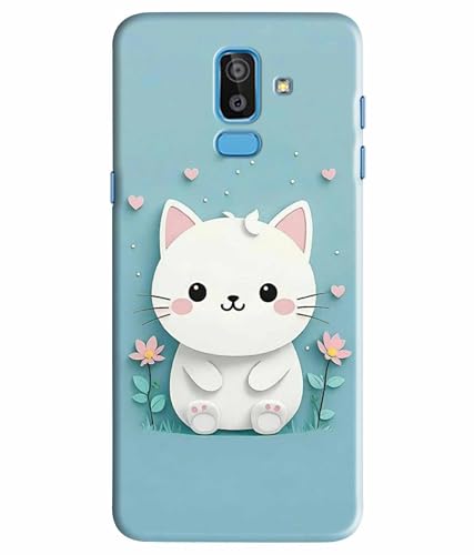 Image of Printed Hard Back Case Cover & Compatible for Samsung Galaxy J8 / Samsung Galaxy A6 Plus | Cat Vector Painting (Multicolor) - D1192