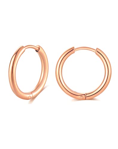 Image of 316L Surgical Stainless Steel Huggie Hoop Earrings 6mm 8mm 10mm 11mm 12mm 14mm Hypoallergenic Earrings Hoop Cartilage Helix Lobes Hinged Sleeper Earrings For Men Women