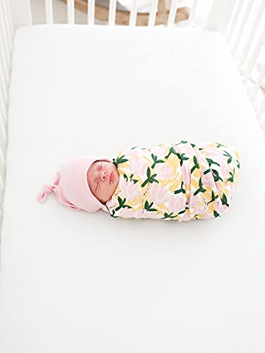 Pickle & Pumpkin 100% Organic Cotton Baby Blanket | Swaddling Blanket | Nursery, Stroller, Receiving Blanket For Babies | Pink Garden Flower #TOP1