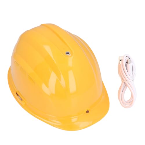 Mavaol Cooling Fan Hard Hat Industrial Working AC Safety Helmet Rechargeable Removable 7000mAh with Headlight Yellow