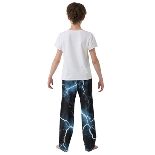 ZZXXB Lightning Boys Long Pants Soft Trousers Elastic Waist Kids Lounge Bottoms with Pockets S-XL3